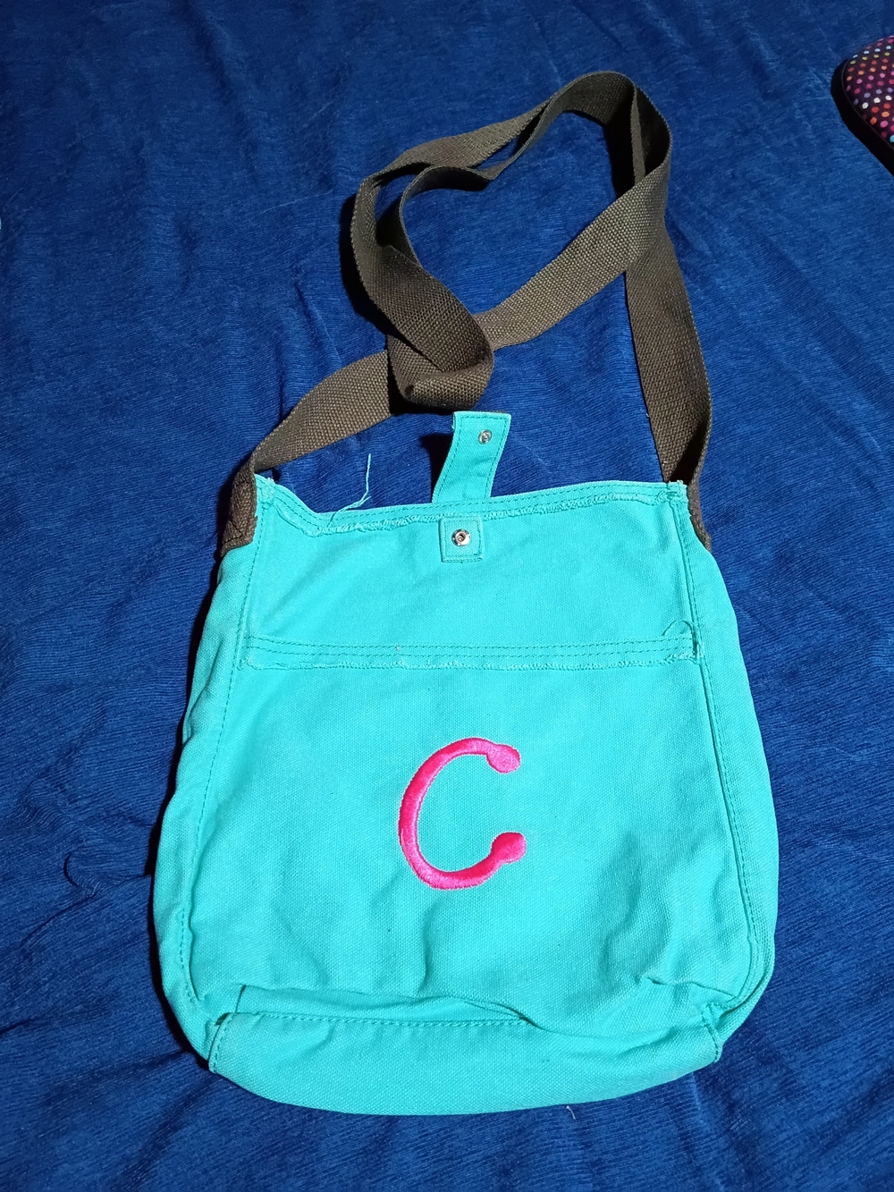 Thirty-one Teal Crossbody Bag with Pink Monogram C